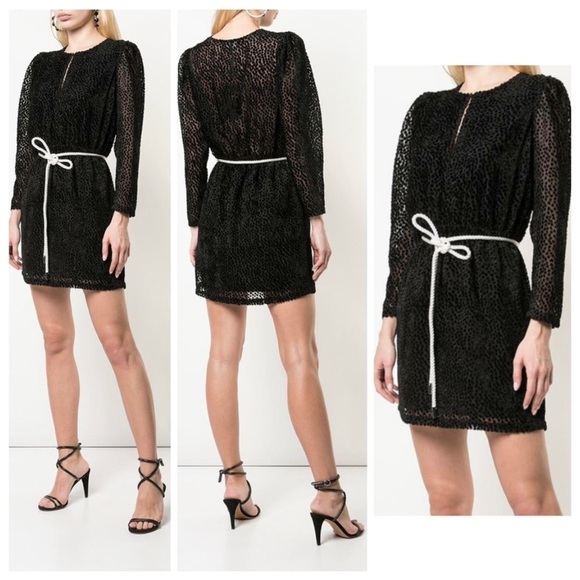 ROBERT RODRIGUEZ black burnout leopard print velvet puff sleeve dress 8 NWT - Picture 13 of 13